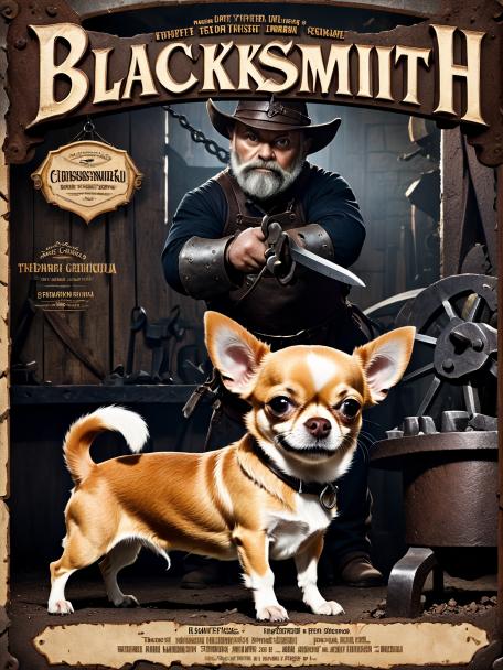 Blacksmith Dwarf with a Chihuahua.