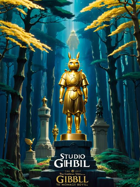Studio Ghibli and a golden statue