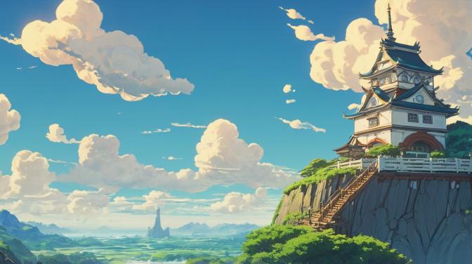 ETHER from Genshin Impact in Studio Ghibli art style.