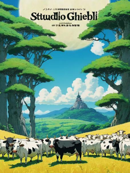 Studio Ghibli in the Field of Cows.