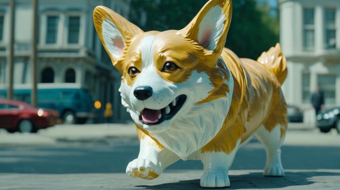 Corgi statue getting murdered.