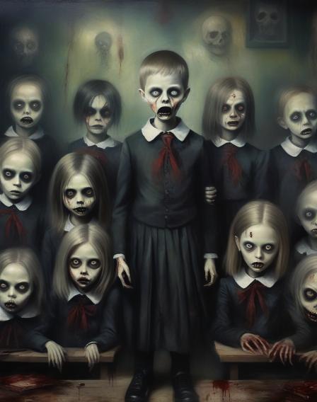 Zombie children's school photograph.