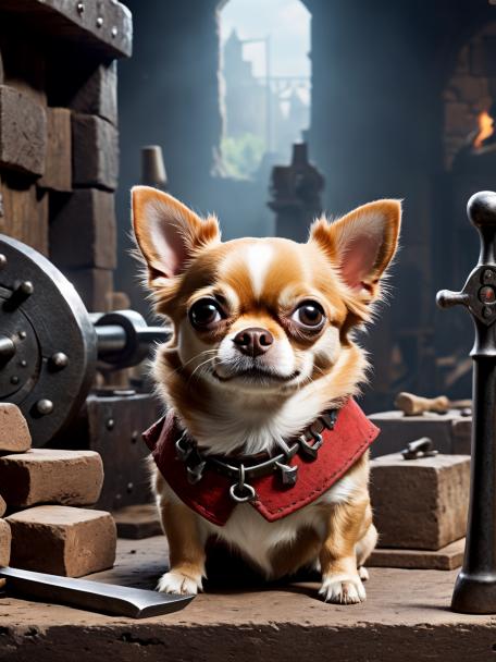 blacksmith dwarf with a chihuahua