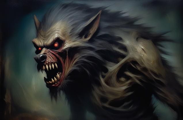 A picture of a werewolf that goes crazy hard.