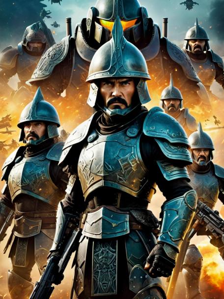 Big army of soldiers in mythic armor.