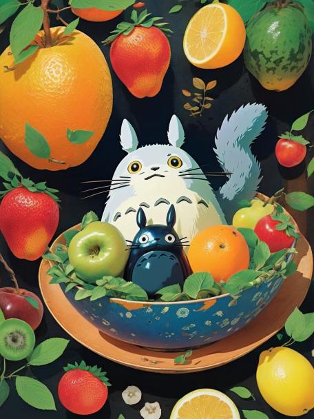 Studio Ghibli in the forgotten bowl of fruit.