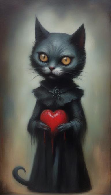 A cat with a heart.