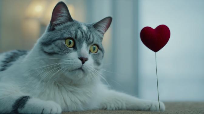 A cat with a heart.