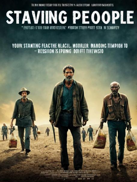 Starving people fight for food.