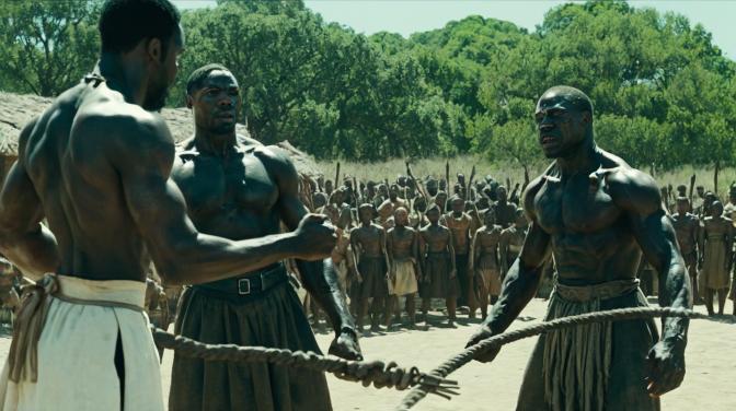 Black slaves being whipped.