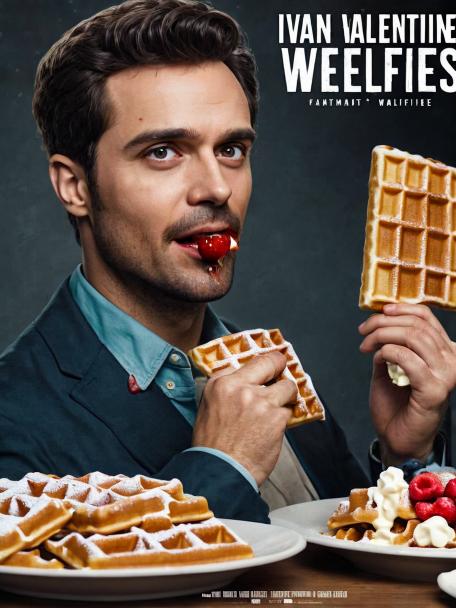Ivan Valentine eating waffles.
