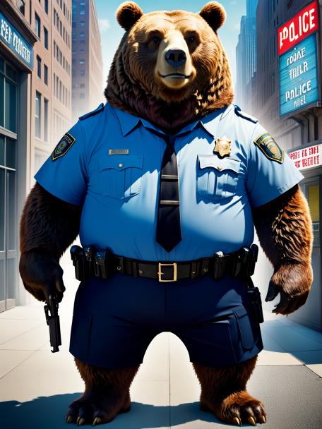 Police Officer Bear with Obesity.