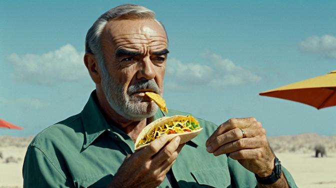 Sean Connery eating a taco
