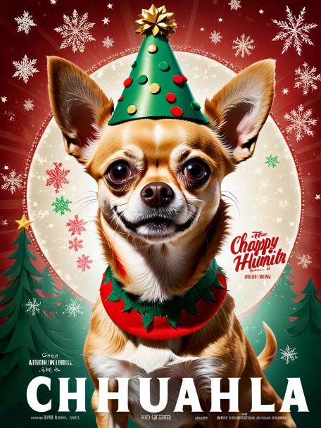 A Chihuahua wearing a festive hat.