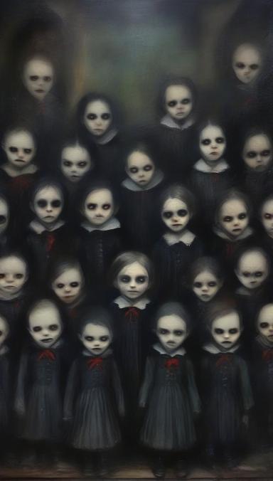 A school photo of vampire children.