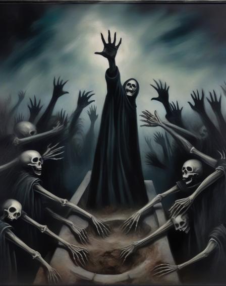 hands reaching up, grabbing from a grave.