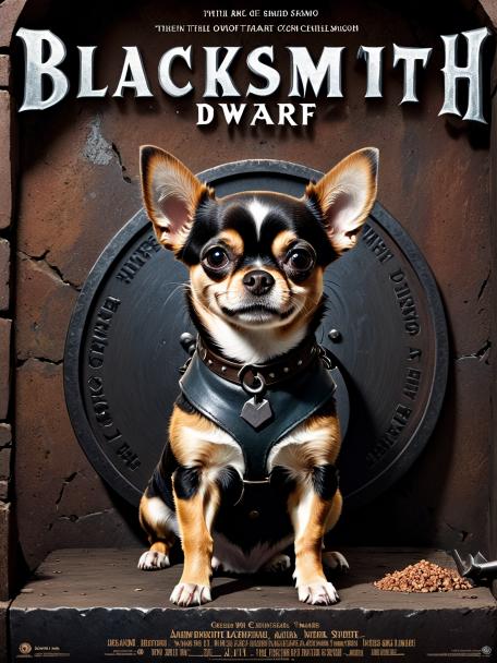 Blacksmith Dwarf with a Chihuahua.