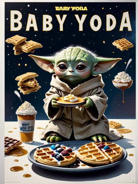 Baby Yoda eating waffles