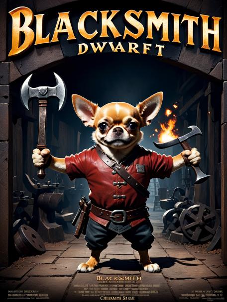 Blacksmith Dwarf with a hit. Chihuahua.