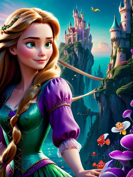 Rapunzel and Ariel mixed together.