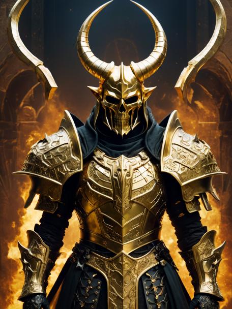Gold Necromancer Armor with Horns.