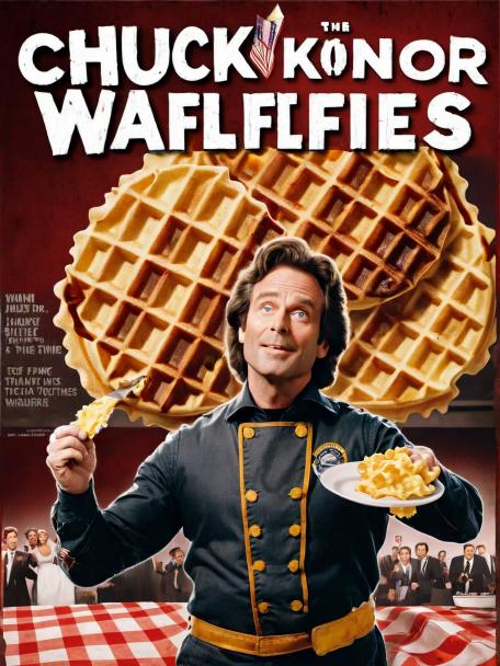 Chuck Knorr's eating waffles.