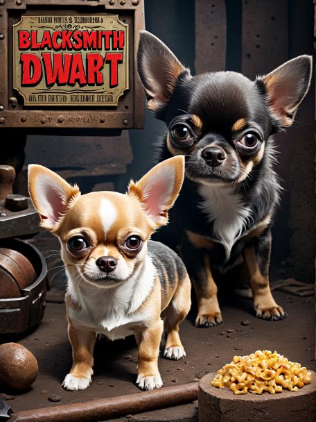 Blacksmith Dwarf with a Chihuahua.