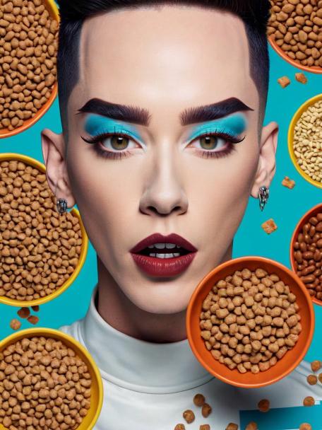 James Charles eating dog food.