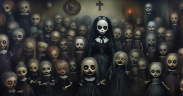 Room full of dolls all looking at you.
