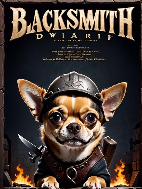 Blacksmith Dwarf with a Chihuahua.
