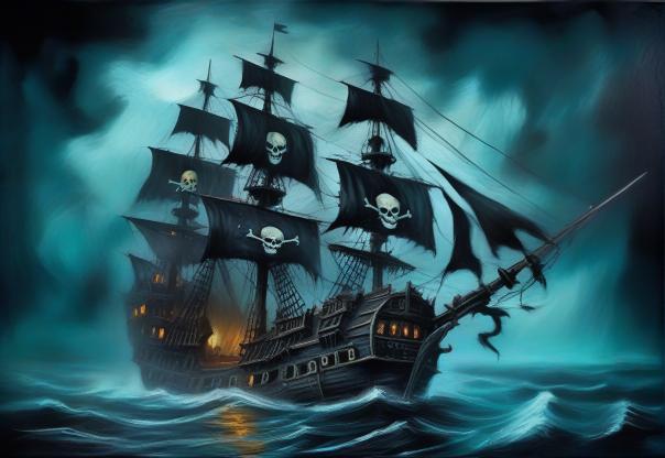 Create a pirate ship, ghost pirate ship.