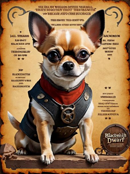 blacksmith dwarf with a chihuahua