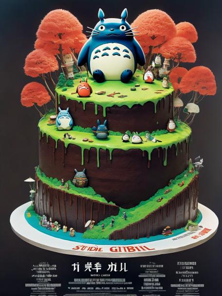 Studio Ghibli in a giant cake.