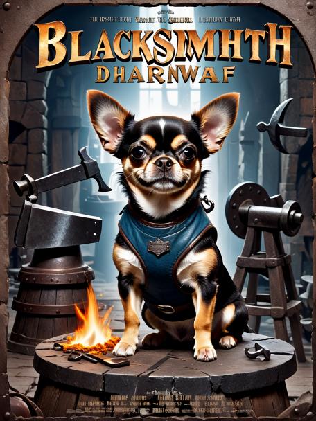 Blacksmith Dwarf with a Chihuahua.