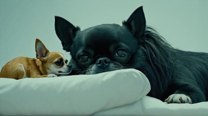 Black snooze dwarf with a chihuahua