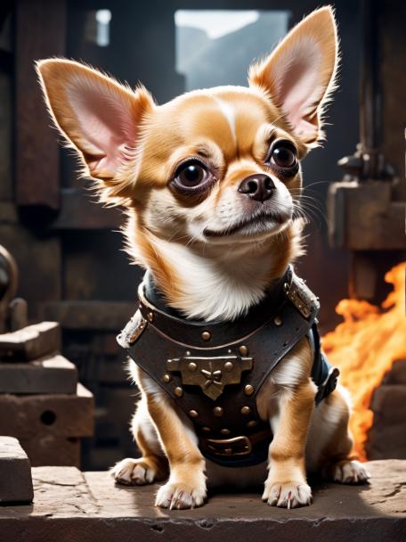 blacksmith dwarf with a chihuahua