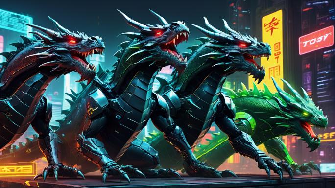 Three dragons fighting.