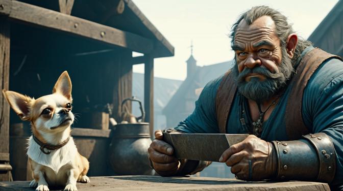 blacksmith dwarf with a chihuahua