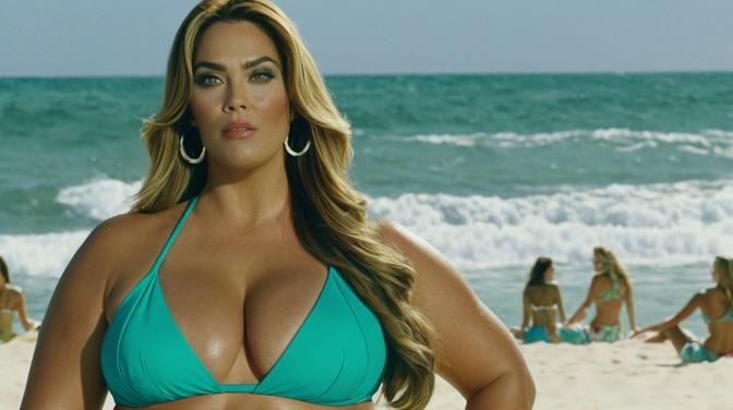 Big, beautiful women in bikinis.