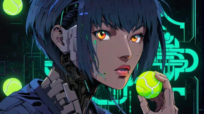 Licking a tennis ball