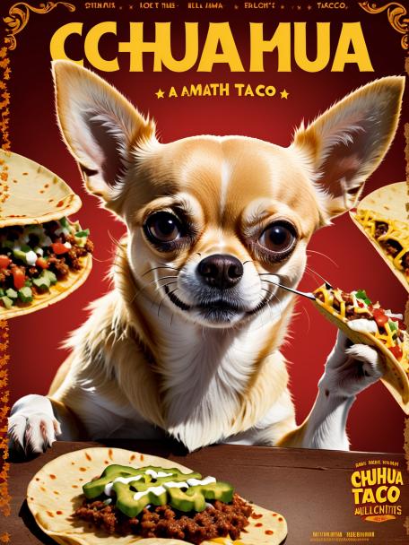 A chihuahua eating a taco.