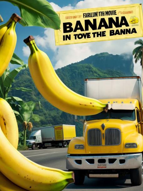 A banana in a banana, next to a banana, next to a truck.