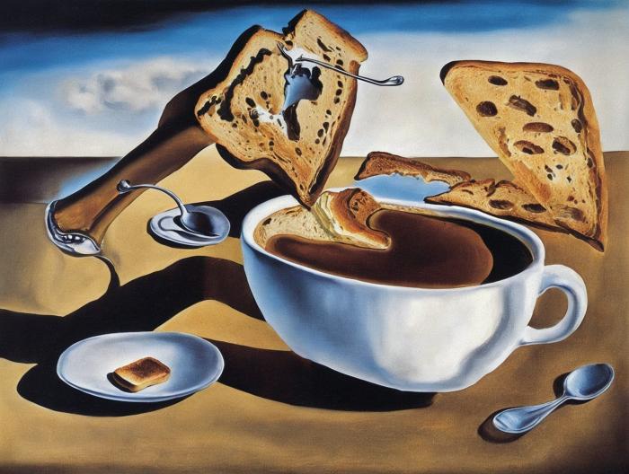 A cup of coffee and toast.
