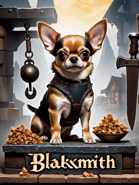 blacksmith dwarf with a chihuahua