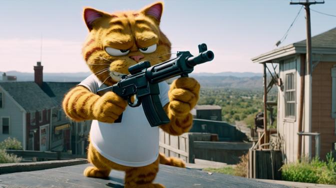 Garfield has a gun.