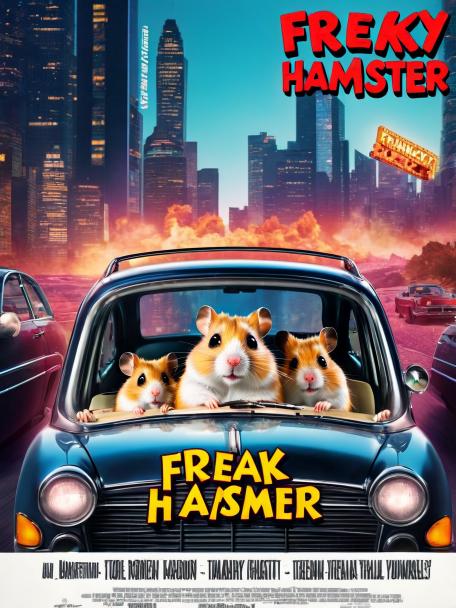 Freaky hamster in a car