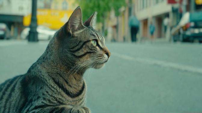 Cat looking at the street.