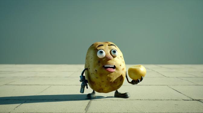 A potato eating a potato.