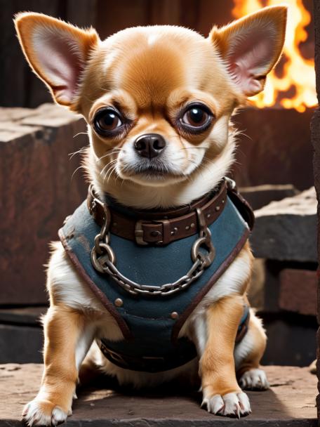 Blacksmith Dwarf with a Chihuahua.