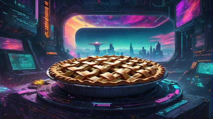 An apple pie drifting through the cosmos.